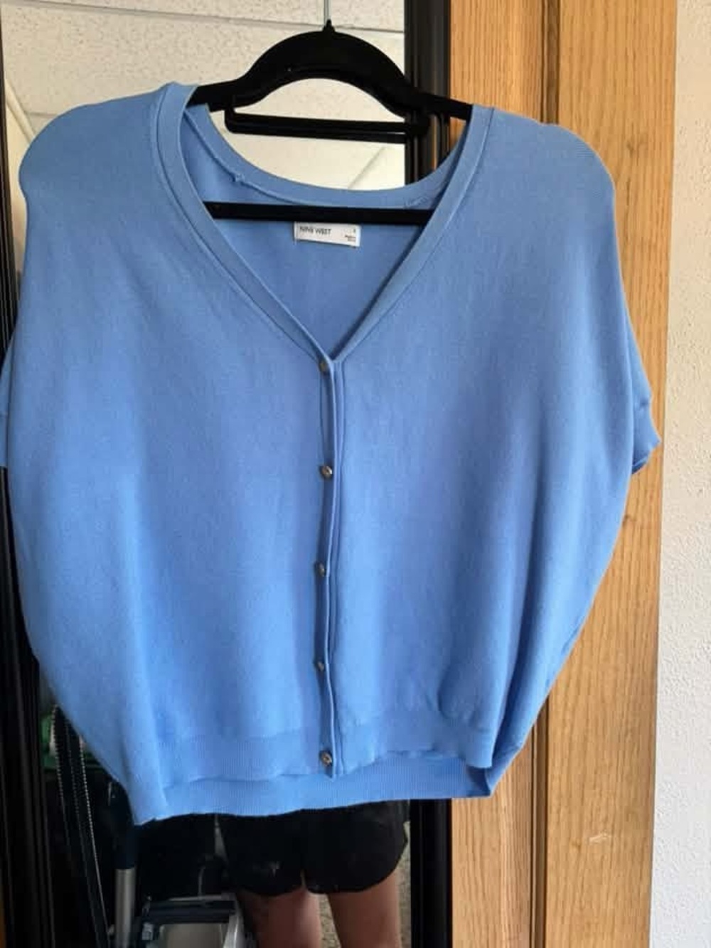 Nine West Sky Blue V-Neck Button Cardigan